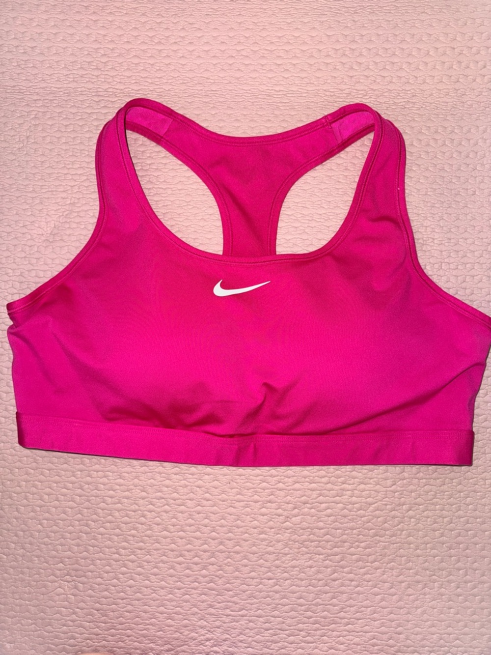 Nike Hot Pink Racerback Sports Bra with White Swoosh